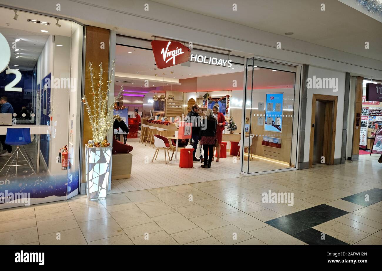 La virgin holidays shop, chapelfield shopping mall, Norwich, Norfolk, Inghilterra Foto Stock