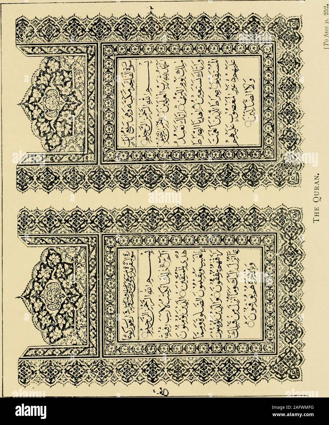 . La spada dell'Islam. titolo. E il Muhammadans sembrano havesome scrupoli nella realizzazione di una vera e propria distinzione in theircopies, perché il capo di un disaccordo tra theirseveral edizioni del Corano consiste nell'divisionand numero di versi. Oltre a queste disparità di divisioni del capitolo andverse, il Muhammadans hanno diviso anche il bookinto sessanta porzioni uguali che essi chiamano AJtzab, eachagain suddivisa in quattro parti uguali; ma theQuran è più solito ripartita in thirtysections, denominato Ajza, ciascuno di due volte la lunghezza della theAhzab, e in modo simile suddivisa in fourparts. Il Foto Stock