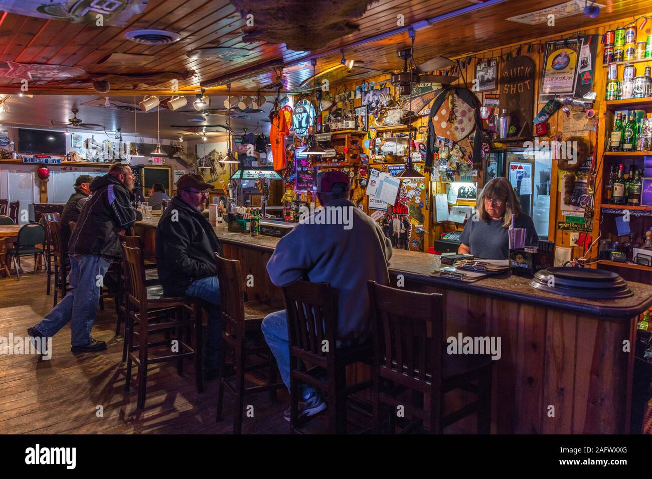 Settembre 28, 2019, Huellet Wyoming, STATI UNITI D'AMERICA - Old saloon bar in Huellet Wyoming Foto Stock