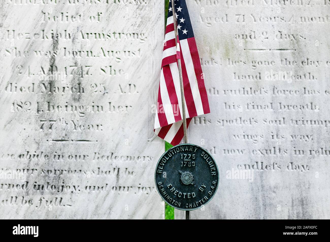 Tomba di una guerra rivoluzionaria soldato, Bennington, Vermont, USA. Foto Stock