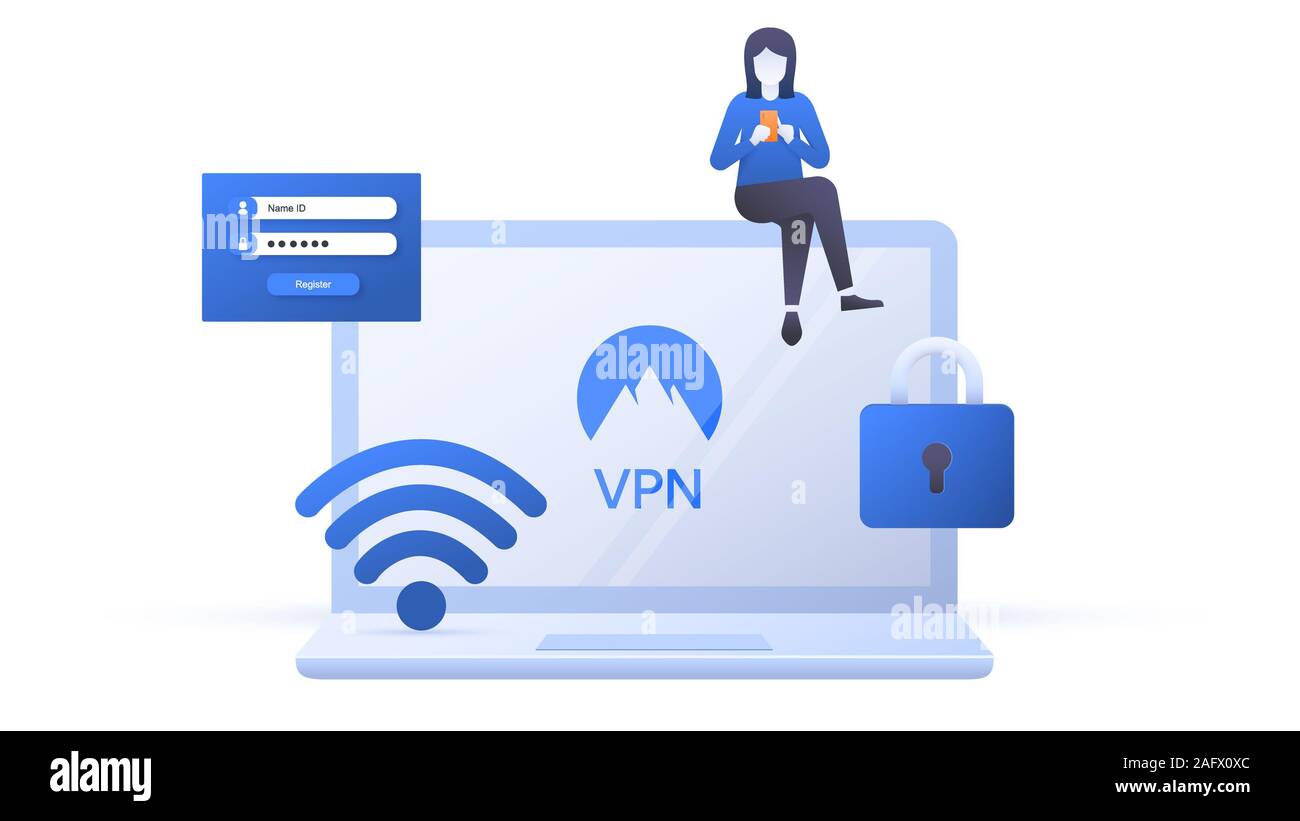 Come un VPN funziona illustrazione Foto Stock