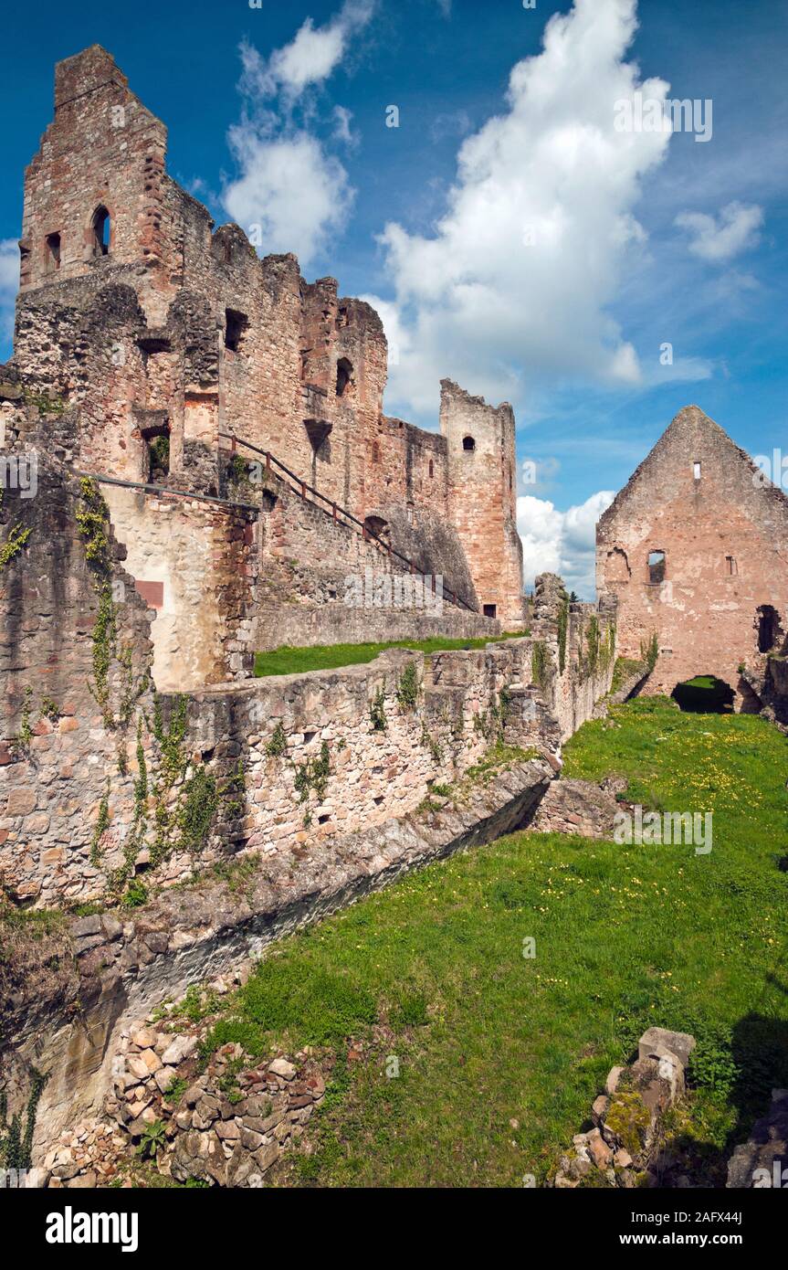 Rovine del Castello di Hochburg in Emmendingen vicino a Freiburg im Breisgau, Foresta Nera,Baden-Württemberg, Germania Foto Stock