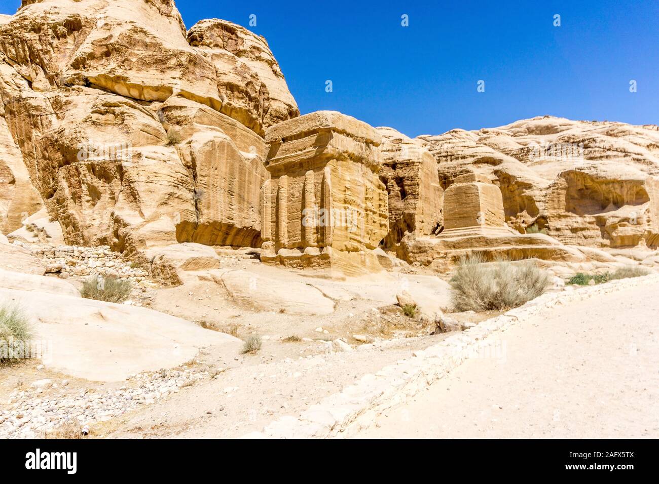 Nabataean sito archeologico di Petra, elencato come patrimonio mondiale dall' UNESCO, Giordania, Medio Oriente Foto Stock