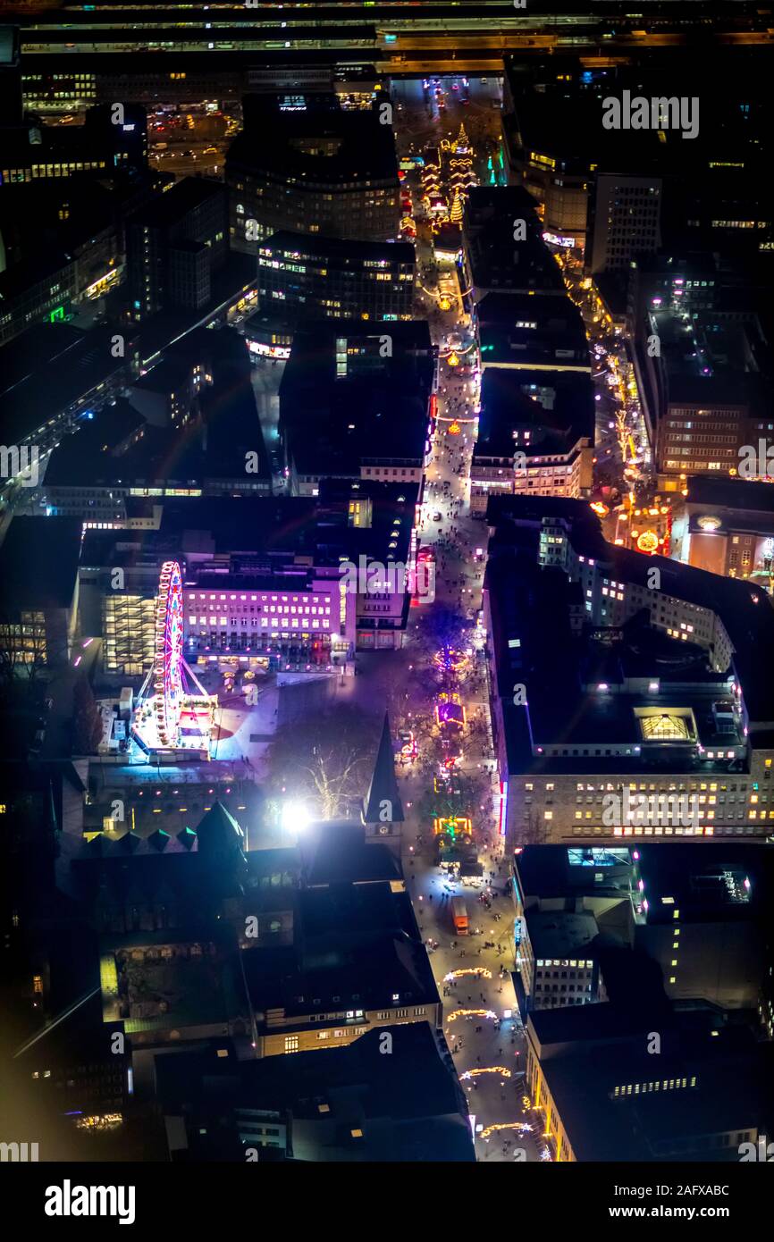 Foto aerea di Essen, zona pedonale, Kettwiger Strasse, la via dello shopping, Essen-Mitte, centro città, Essen, la zona della Ruhr, Nord Reno-Westfalia, Germania Foto Stock