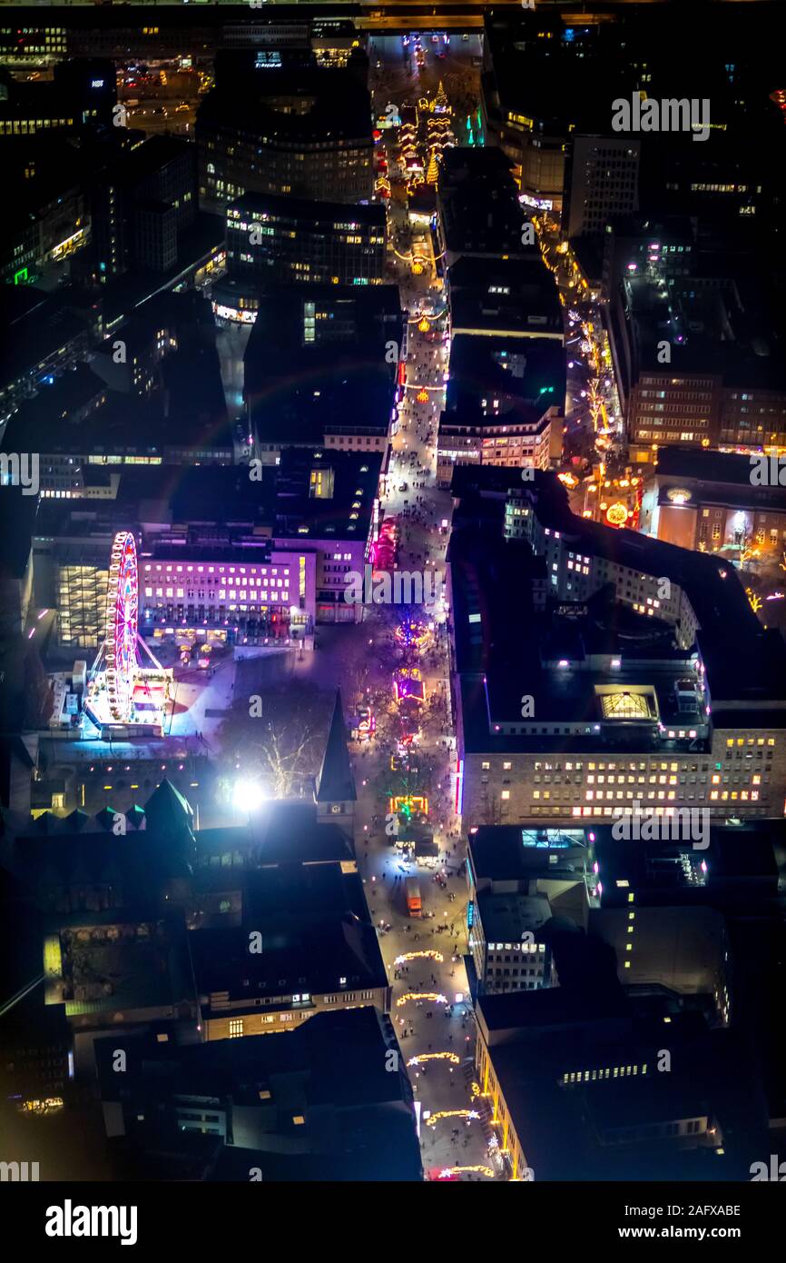 Foto aerea di Essen, zona pedonale, Kettwiger Strasse, la via dello shopping, Essen-Mitte, centro città, Essen, la zona della Ruhr, Nord Reno-Westfalia, Germania Foto Stock