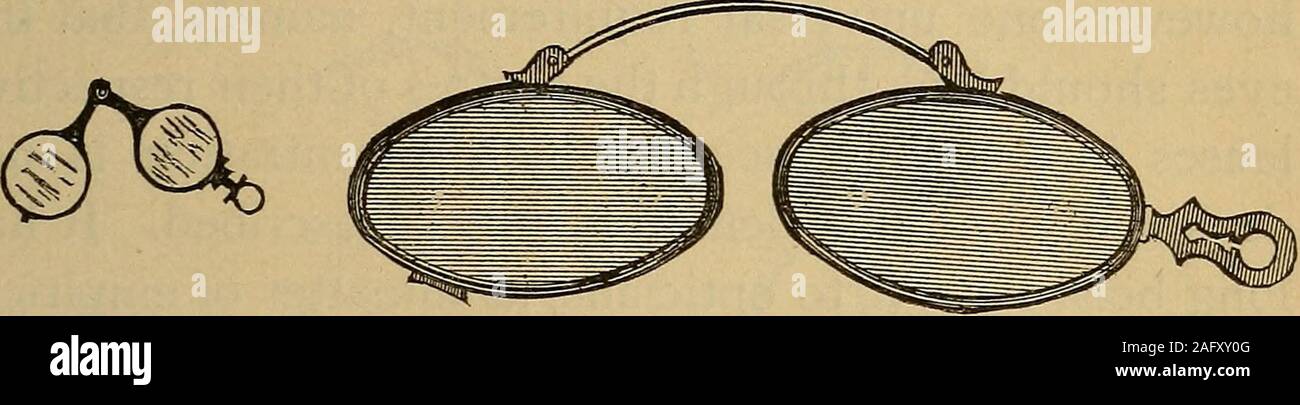 . Bene e male gli occhi : e l'esercizio e la preservazione della visione. posizione di Fig. 56, in cui vi sono ulteriori piecesto mantenere le lenti più lontano dai lati della thenose, e che è noto come il modello giapponese.Le cartelle vengono comunemente realizzati in acciaio, alluminio, oro,o tartaruga; e il modello inglese forse telaio- suggerimenti pratici su occhiali. 249 meno, la maniglia e la molla di connessione essendo rivetedinto fori trapanati attraverso le lenti. Non ci sono modifiche variousunimportant di questi modelli e thereare anche monti che sono qualcosa di essere intermedio- Fig. 54. Foto Stock