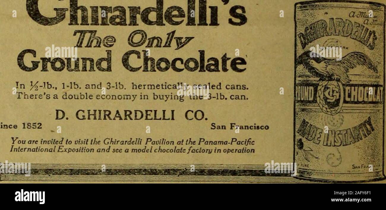 . La Utah Farmer : dedicato all'agricoltura nella regione di Rocky Mountain. &Lt;JottTL siamo quasi fuori del cioccolato. Ottenere un 3-lb. canof Ghirardellis la massa di cioccolato. Non acquistare il bulk tipo. E Giovanni obbedì ordini allegramente, per tutti i membri della thehousehold, Giovanni, il boss, ama la sua colazione tazza di Ghirardellis la maggior parte. Egli sa che cosa una deliziosa bevanda di sostegno è cosa wonderfulcakes, budini e i cookie di sua moglie fa con il suo aiuto. Egli alsoknows che dà il massimo valore di cibo per l'uomo che lavora duro,per la donna v/ho deve essere sempre bene, per i bambini in crescita. 0 Foto Stock