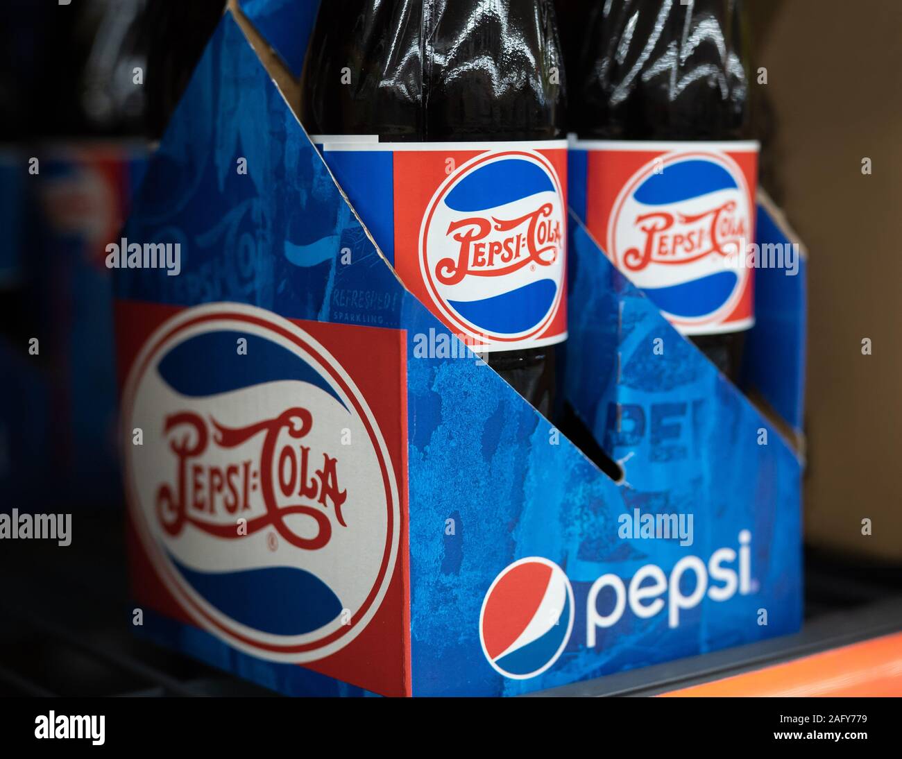 Classic Pepsi Cola logo e packaging design. Foto Stock