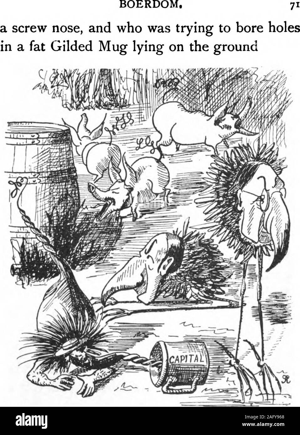 . Clara In Blunderland. DOM. cosa in il giardino era incantevole. Perché!ha continuato, girando per l'uomo, essi toldme, per una cosa che era pieno di beautifulcreepers. Così è, ha risposto, ci sono molti ofcreepers, e crawler come bene. Essi arebeauties troppo, il sacco di em ; ma quello non è myidea di un giardino. Ma vedete Im non andare a stare, saidClara,sfiduciati; Im solo andando a vedere whatits simili. E lei ha vagato dreamily su. Finalmente è arrivata a un'arcata su whichwas scritto la parola Boerdom, e con un po brivido, ha camminato attraverso. Questo è luogo adirty, ha detto, come ^ha passato u Foto Stock