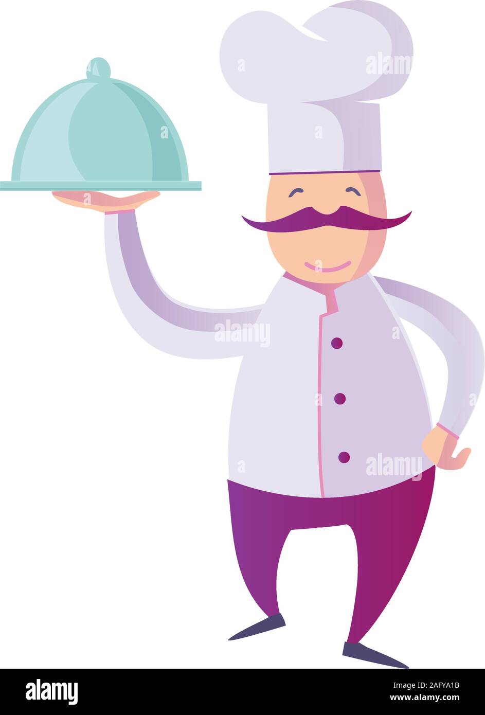 Vettore illustrazione piatta di un buffo cuoco italiano presentando la sua specialità della casa. isolato su sfondo bianco Illustrazione Vettoriale