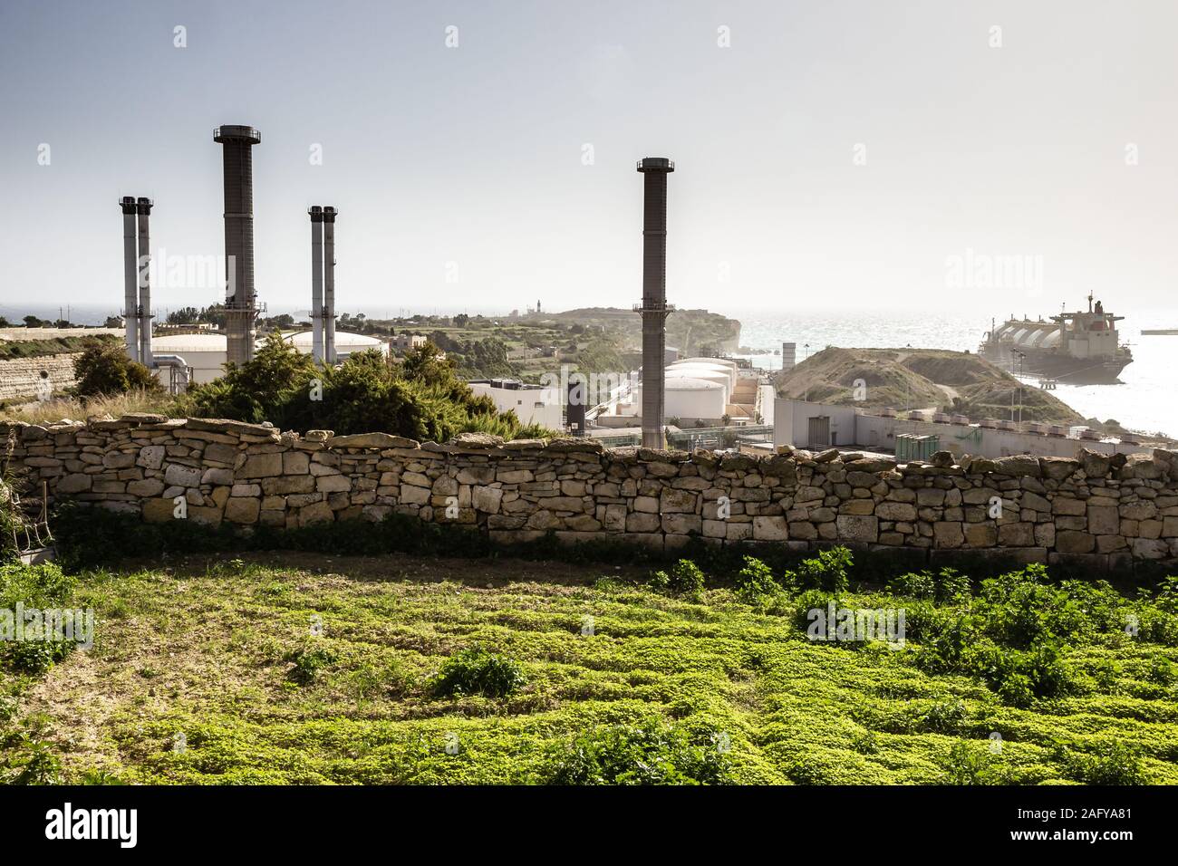 Alti comignoli, il riscaldamento globale effetto Foto Stock