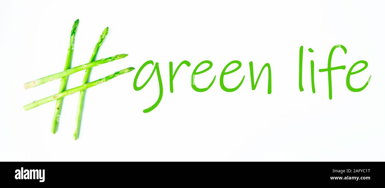 Idea Concettuale Vita Verde Hashtag Fatta Di Asparagi Cibo Sano Cibo Verde Hashtag Salute Foto Stock Alamy
