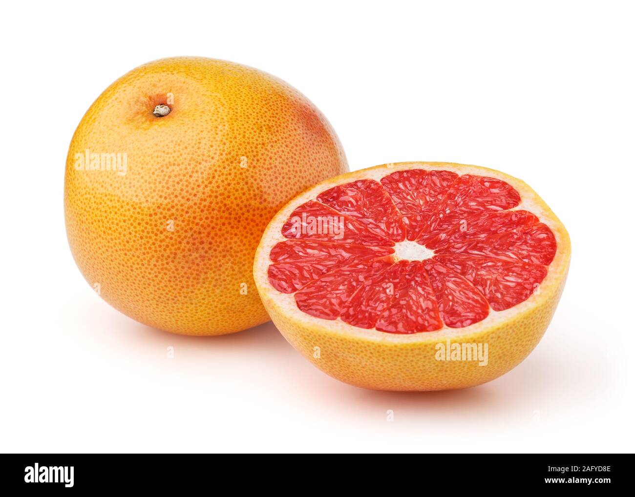 Pompelmo isolato su sfondo bianco con tracciato di ritaglio Foto Stock