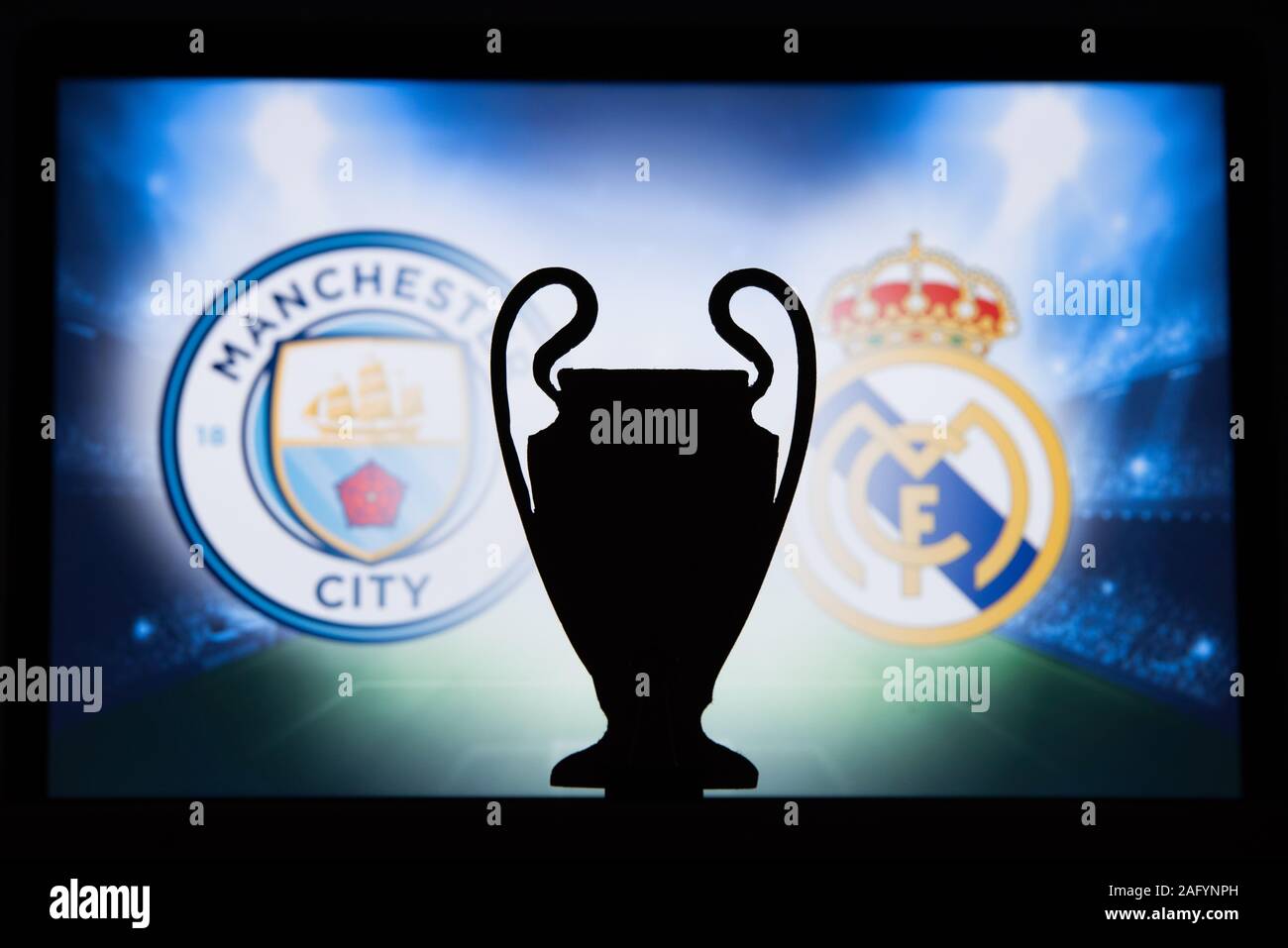 UEFA Champions League 2020, Round del 16 UCL calcio, stadio di knockout, playoff, ufficiale Adidas palla calcio 2020 Foto Stock