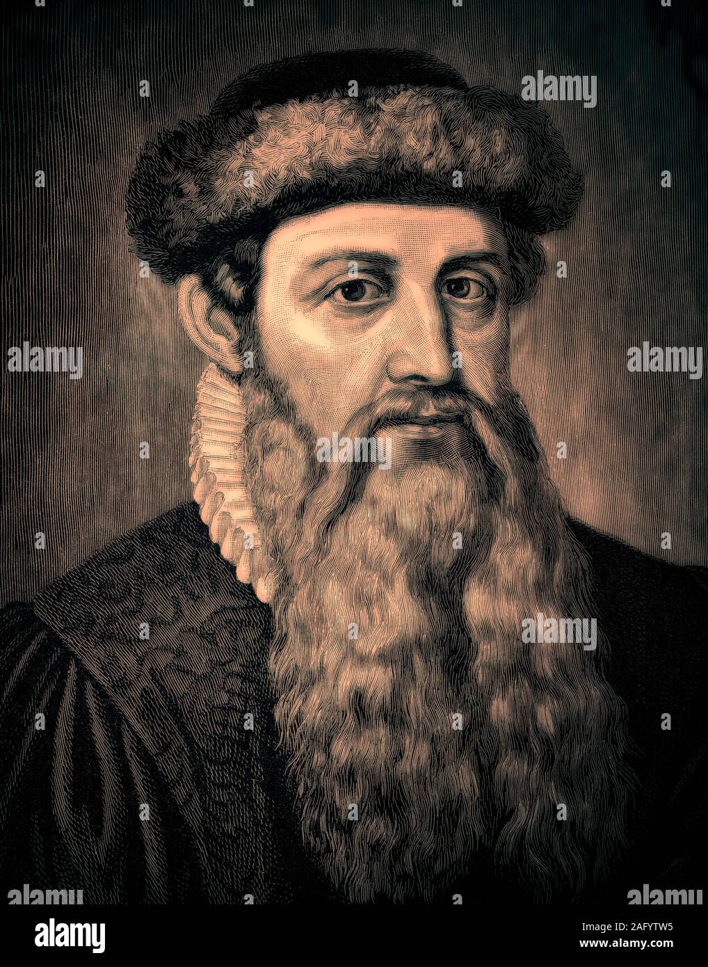 Johannes Gensfleisch zur Laden zum Gutenberg, circa 1400 - 1468, inventore della stampa Foto Stock