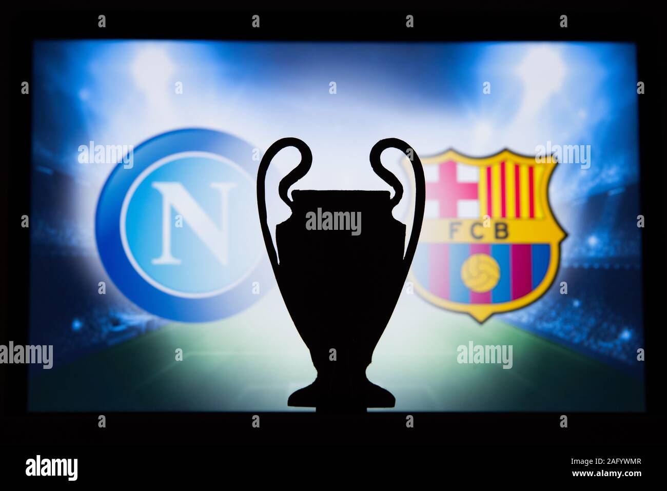 UEFA Champions League 2020, Round del 16 UCL calcio, stadio di knockout, playoff, ufficiale Adidas palla calcio 2020 Foto Stock