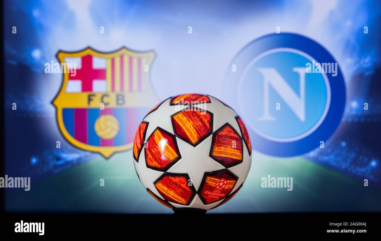 UEFA Champions League 2020, Round del 16 UCL calcio, stadio di knockout, playoff, ufficiale Adidas palla calcio 2020 Foto Stock