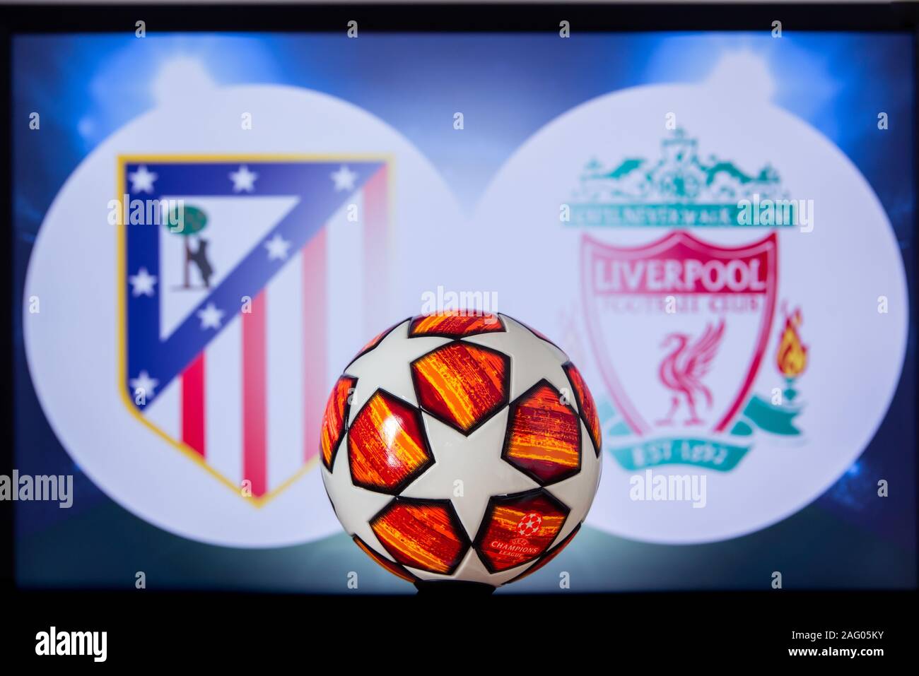 UEFA Champions League 2020, Round del 16 UCL calcio, stadio di knockout, playoff, ufficiale Adidas palla calcio 2020 Foto Stock