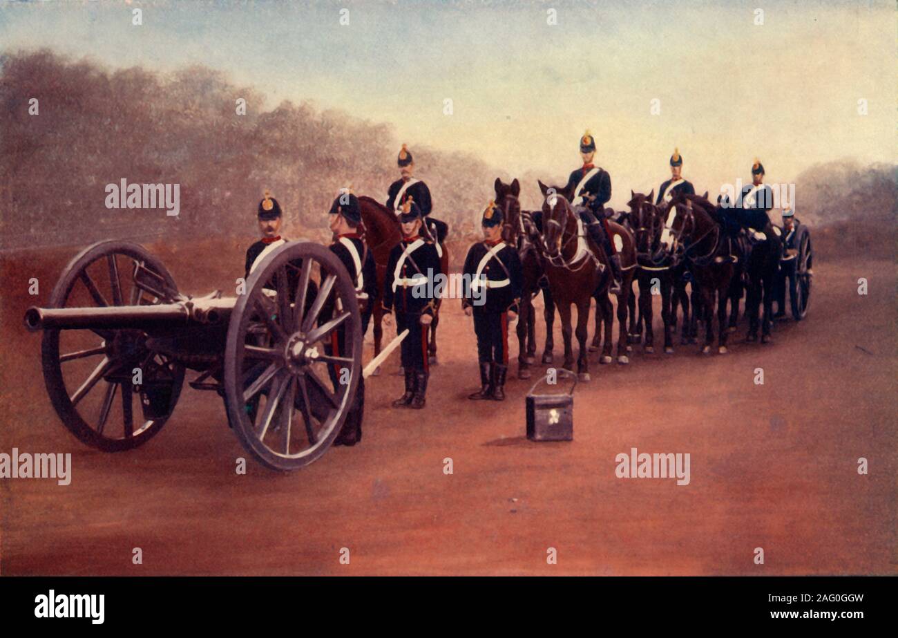 "Campo Royal Artillery (Azione anteriore)", 1900. Da "Il Sud Africa e la guerra Transvaal, Vol. III", da Luigi Creswicke. [T. C. &AMP; E. C. Jack, Edimburgo, 1900] Foto Stock