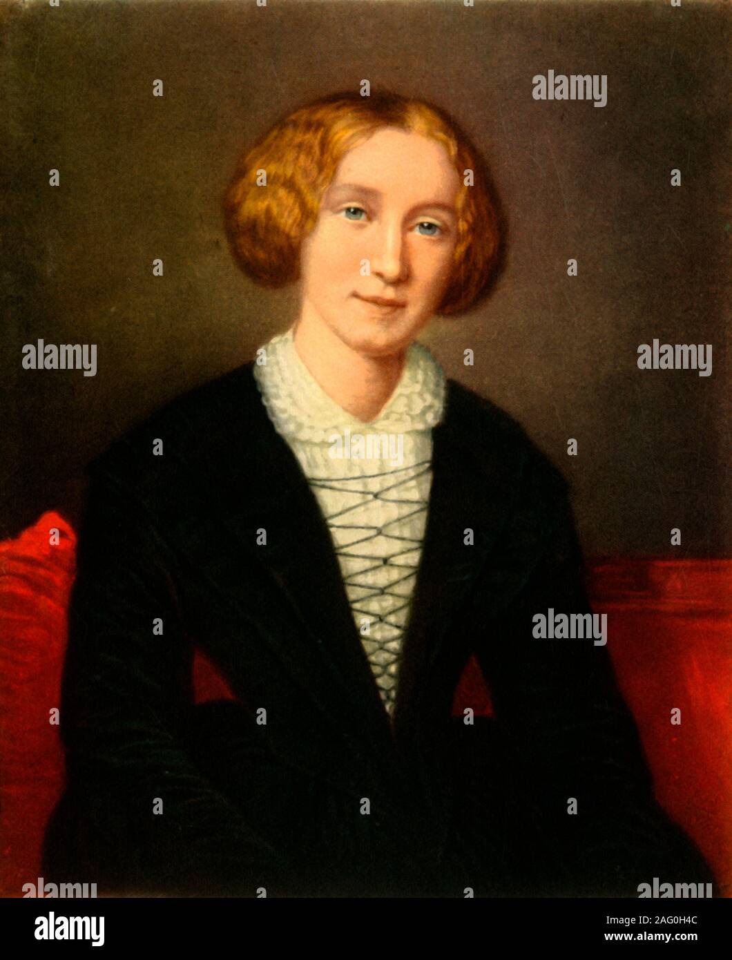 'George Eliot', c1850, (1942). Ritratto di autore britannico George Eliot (1819-1880), nato Mary Ann Evans. La pittura nel National Portrait Gallery di Londra. Da "Inglese le donne", da Edith Sitwell. [Collins, London, 1942] Foto Stock