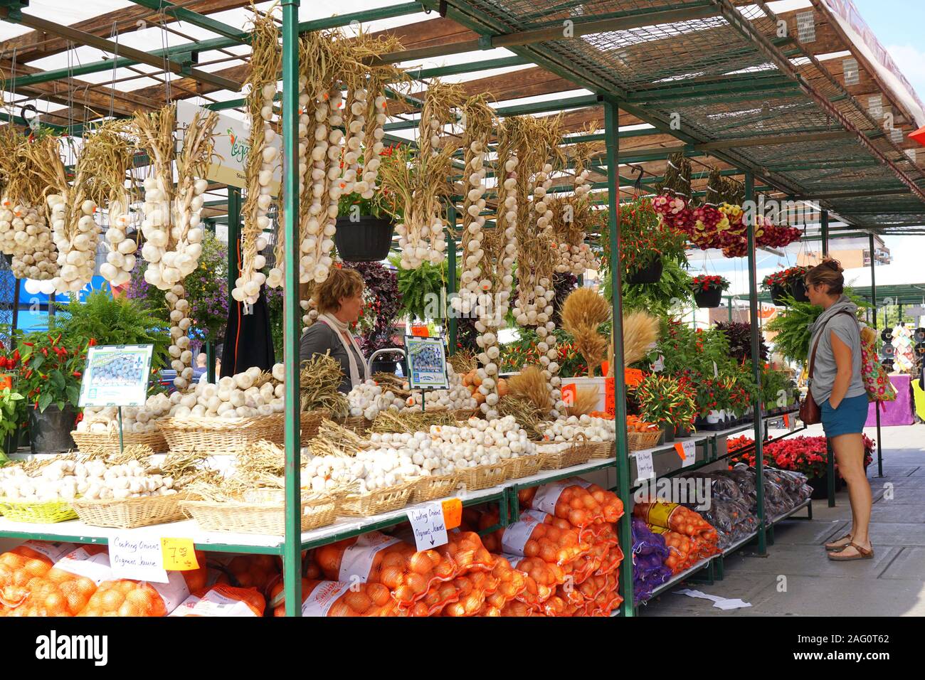 Outdoor stand vegetali al Byward Market Square, Ottawa, Ontario, Canada Foto Stock