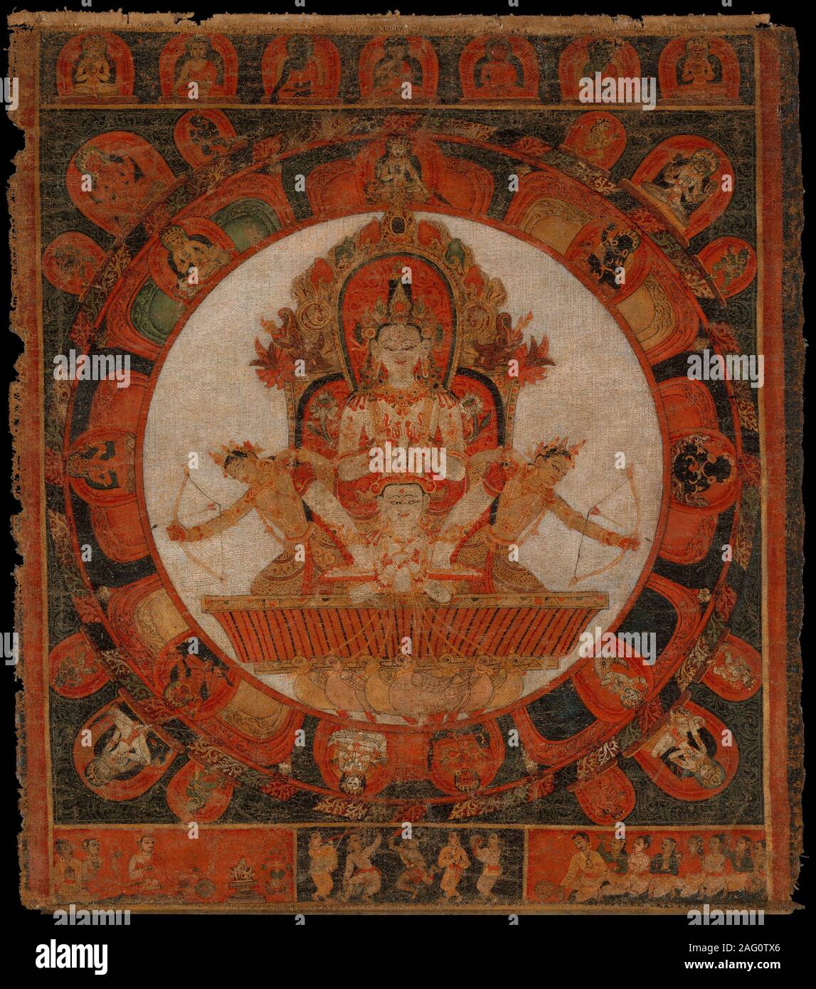 Mandala di Chandra, dio della luna, fine XIV-XV secolo. Foto Stock