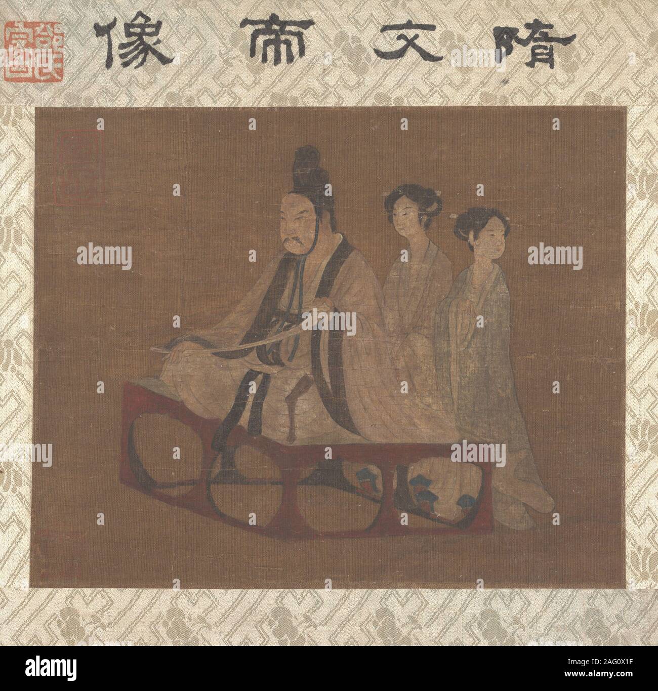 Un imperatore con due signore. In precedenza attribuito a Gu Kaizhi (344-405) Foto Stock