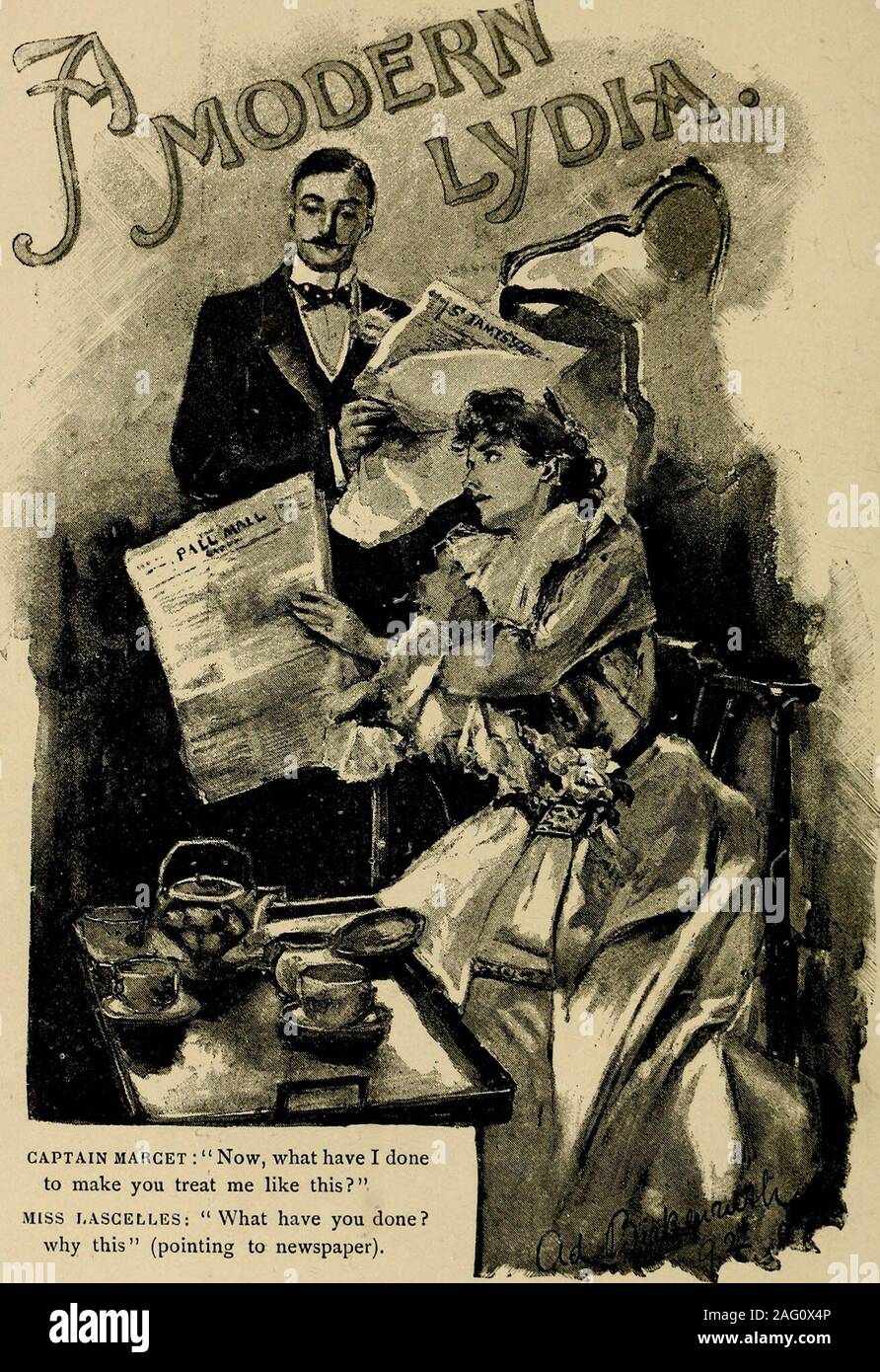 . Finestre di dialogo del giorno. penna la finestra! {Una pausa.) Iknow ora, Molly, che non ho mai saputo perché Ibelieved si aveva un caldo, amare il piccolo cuore a nellaparte inferiore di tutte le sciocchezze e allegria. Ora tohear si parla di jilting un uomo che vi ama e towhom hai dato la tua parola Miss Melton: Stop! Lasciate che i miei affari da soli. Guessyoull mi conoscono meglio un giorno. Ora Im off! Signora Raymond: Ma voi havent mi ha detto il suo nome? Miss Melton: No, ma hai fatto. Signora Raymond: cosa significa? Miss Melton: Im fuori casa a scrivere una lettera-twoletters. Uno per il principe. Dont fret, come se mi shallever vedere di nuovo, e y Foto Stock