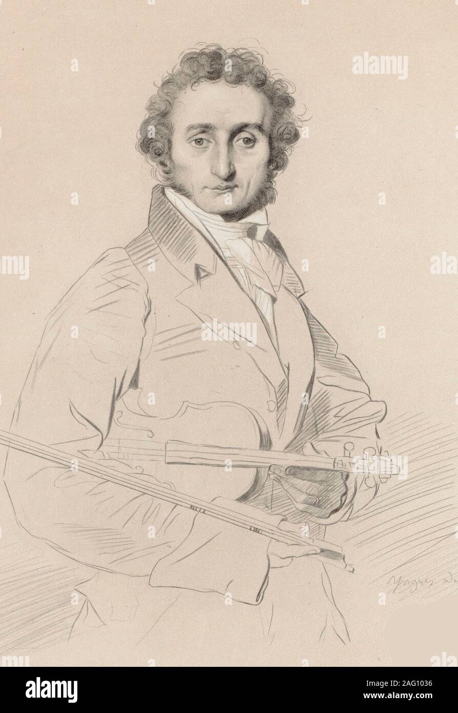 Ritratto di Niccol&#xf2; Paganini (1782-1840), 1830. Collezione privata. Foto Stock