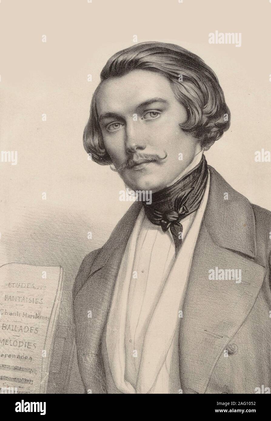 Ritratto di pianista e compositore Alfred Quidant (1815-1893), c. 1840. Collezione privata. Foto Stock