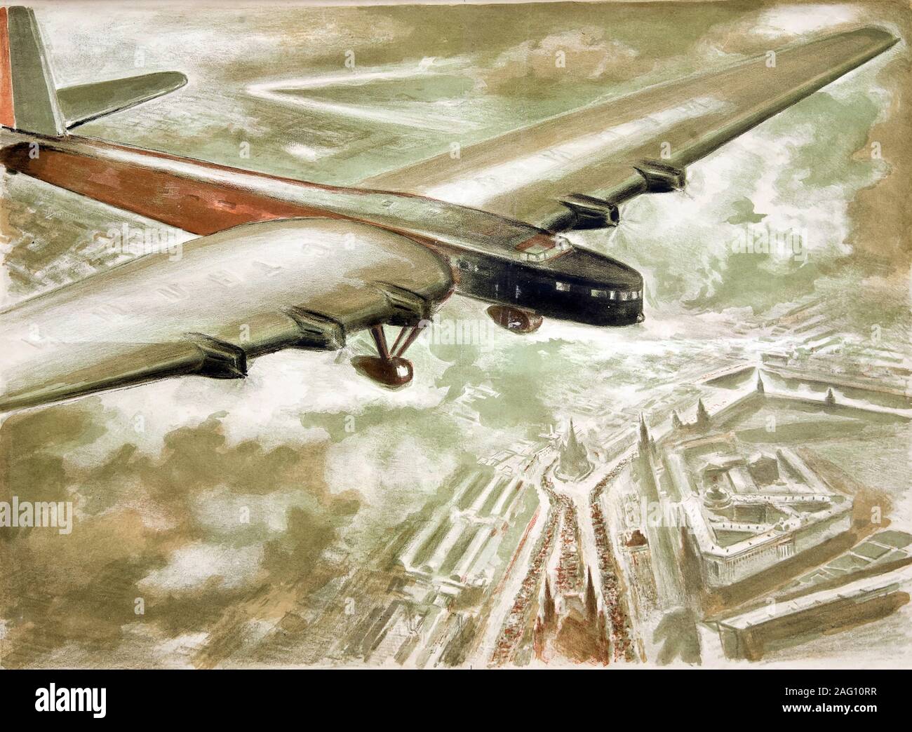 Volo sopra il quadrato rosso, 1937. Presenti nella collezione del Museo di Stato e al centro esposizioni ROSIZO, Mosca. Foto Stock