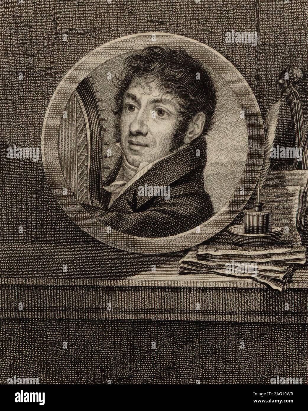 Ritratto dell'arpista e compositore Jean-Aimé Vernier (1769-1840) , c. 1800. Collezione privata. Foto Stock