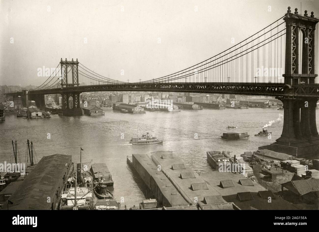 Nei primi anni del XX secolo vintage premere fotografia - Manhattan Bridge, New York 1920 Foto Stock