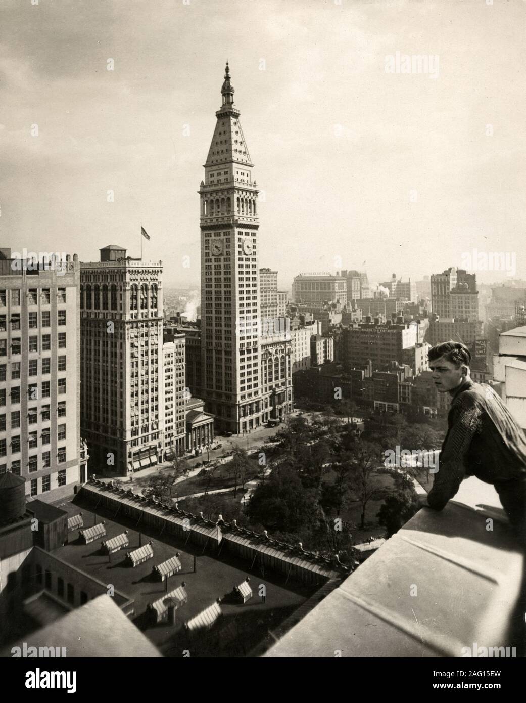 Nei primi anni del XX secolo vintage premere fotografia - Madison Square e Met Life Tower, Manhattan, New York, circa 1925. Foto Stock