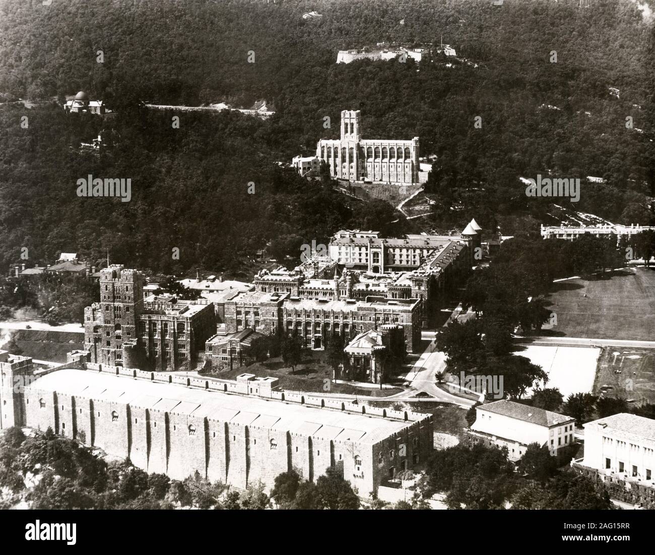 Nei primi anni del XX secolo vintage premere fotografia - noi accademia militare di West Point sul fiume Hudson, circa 1925. Foto Stock