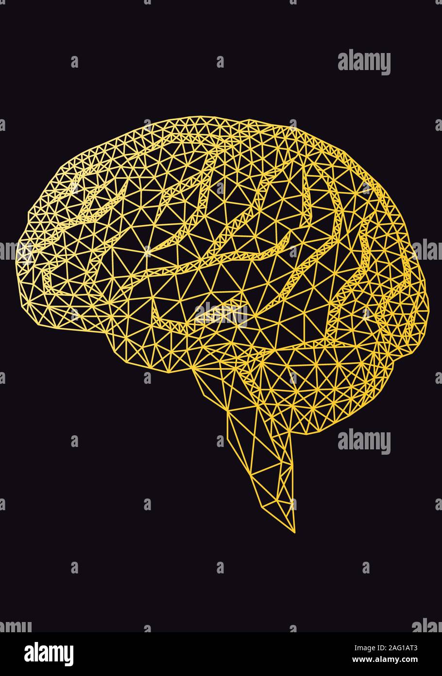 Oro cervello umano con disegno geometrico, illustrazione vettoriale Illustrazione Vettoriale