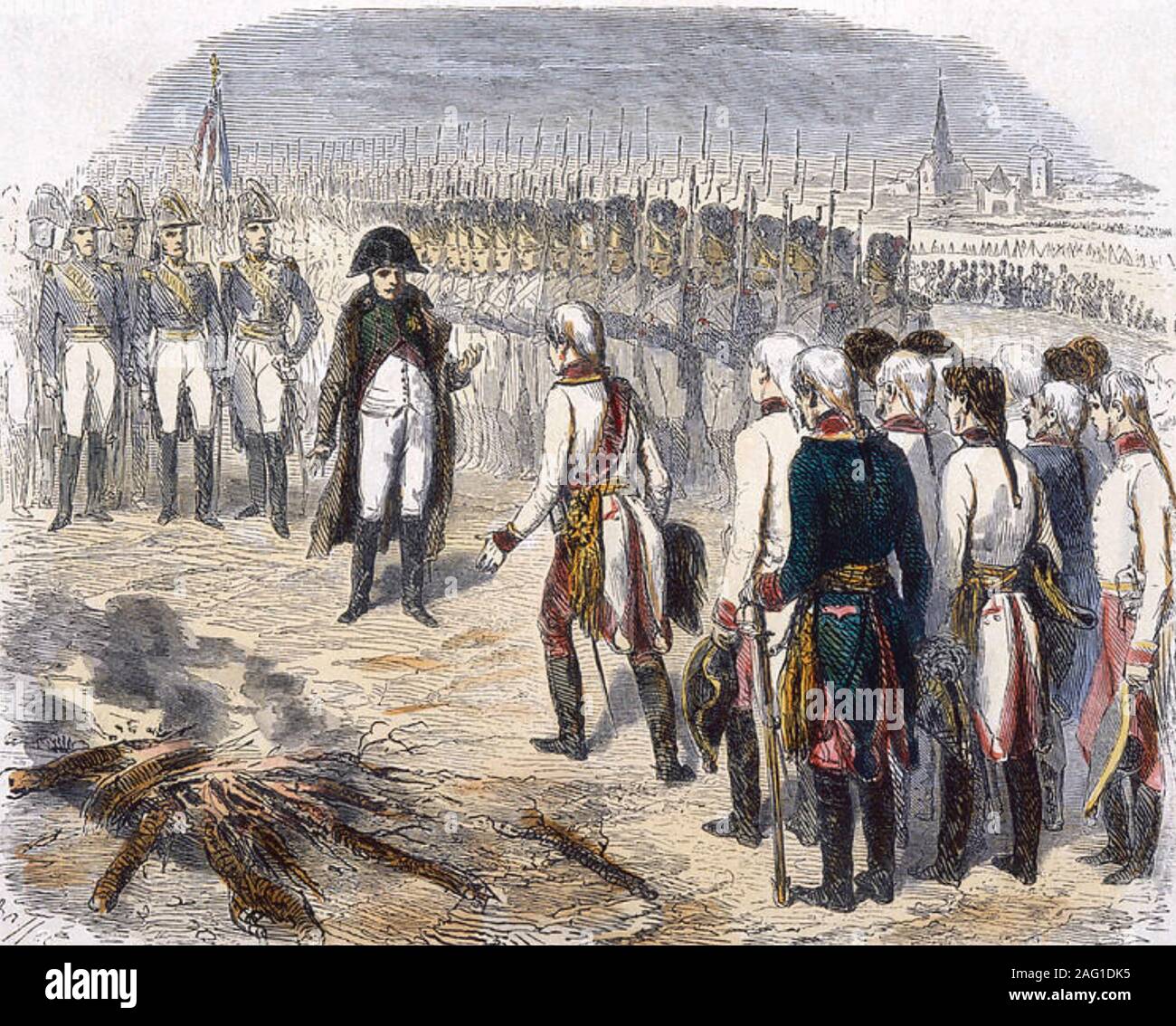Battaglia di ULM 16-19 ottobre 1805. Napoleone prende la rinuncia dell'esercito austriaco sotto Karl Freiherr von Mack Leiberich Foto Stock