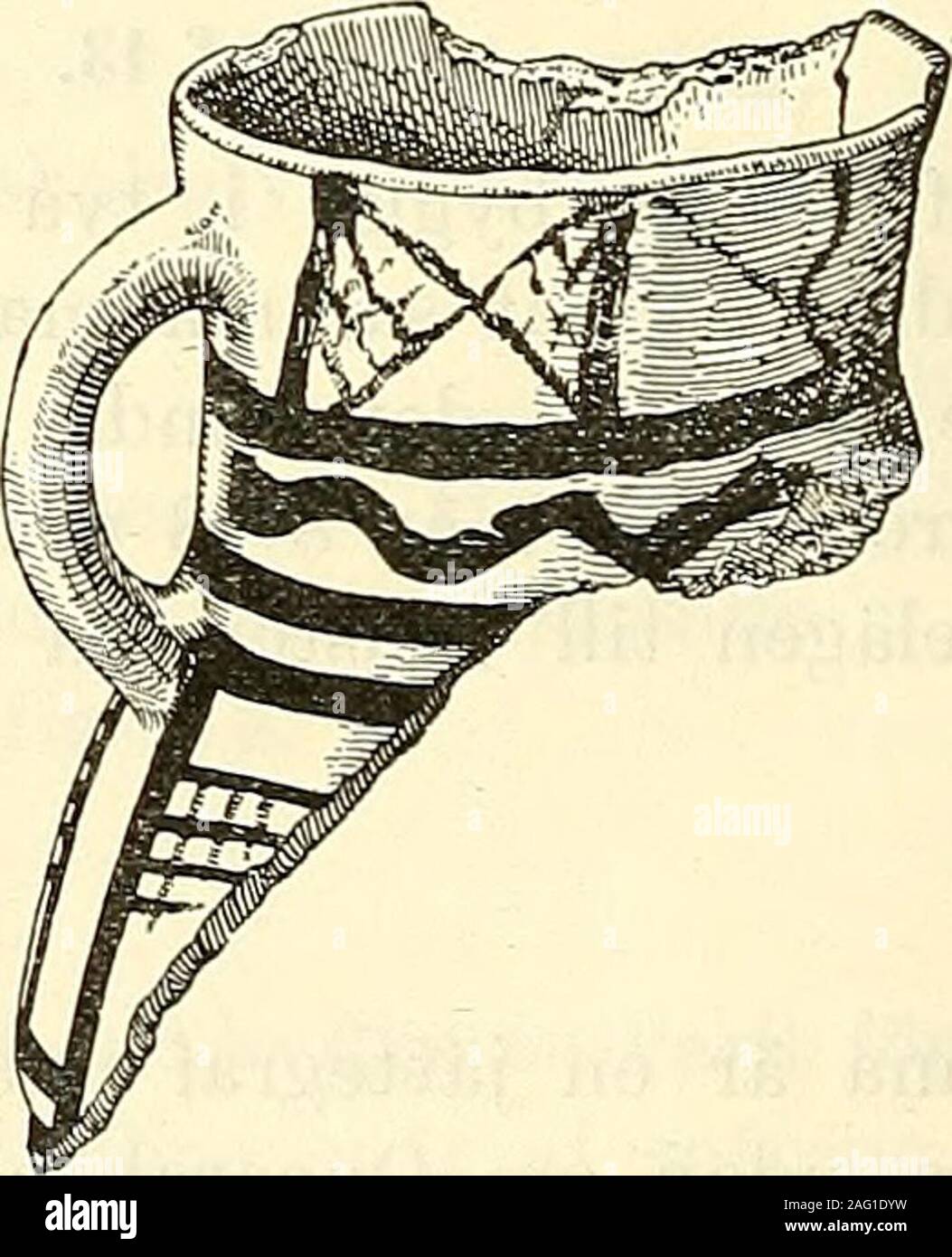 . Svenska vetenskapsakademien handlingar. Fig. 15.1/2. 06. 1. 377. Graf 14. Queai-a. a = öra, som sitter på baksidan af krukan.. Fig. 16. /-&Gt;. 06. 1. 37{Graf 14. Queara. 06. 1. 379-06. 1. 380. Krukskärfvor med rut- och triangelmönster. 06. 1. 382. Slungsten? 06. 1. 383. Liten kruka trä af. KUNGL. SV. VET. AKADEMIENS HANDLINGAR. Fascetta 42. N:0 2. 21 06. 1. 384. Perla malakit AF.06. 1. 385. Frammento kalebass af. 06. 1. 386. Träfigur utan liufvud (ofullständig). Den är samma af typ som06. 1. 390, gli uomini med uppåtböjda armar.06. 1. 387. Kranium af Cavia sp.06. 1. 388. Frammento groft af tyg. Graf 15 Foto Stock