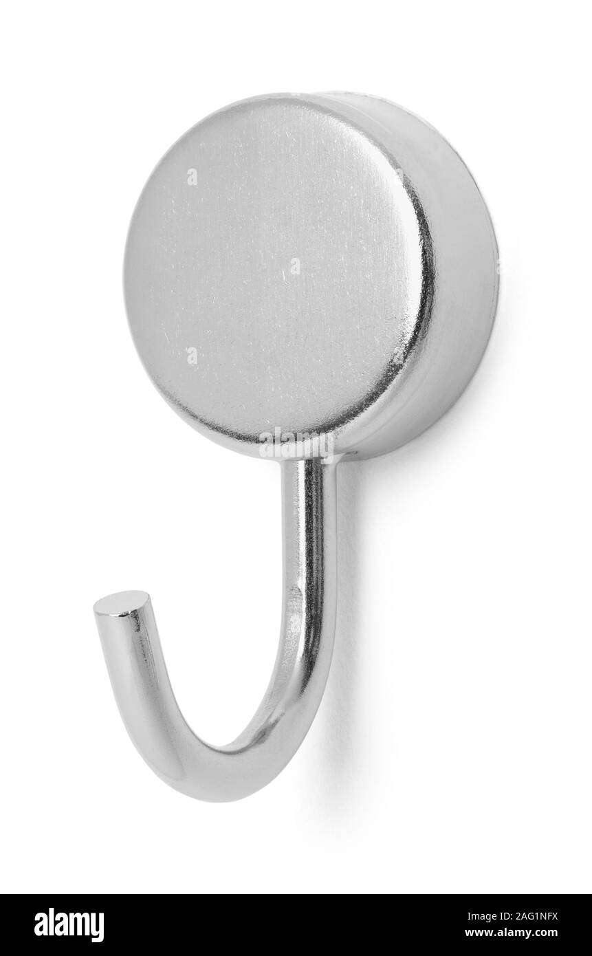 Il gancio in metallo isolato su uno sfondo bianco. Foto Stock