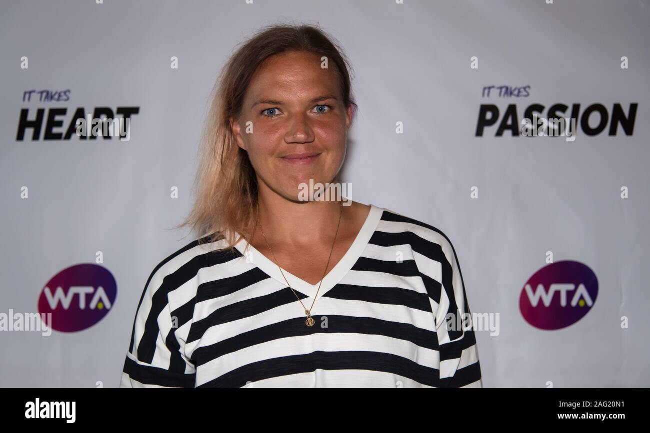 Kaia Kanepi di Estonia al partito dei giocatori prima del 2019 auto Volvo Open WTA Premier torneo di tennis Foto Stock