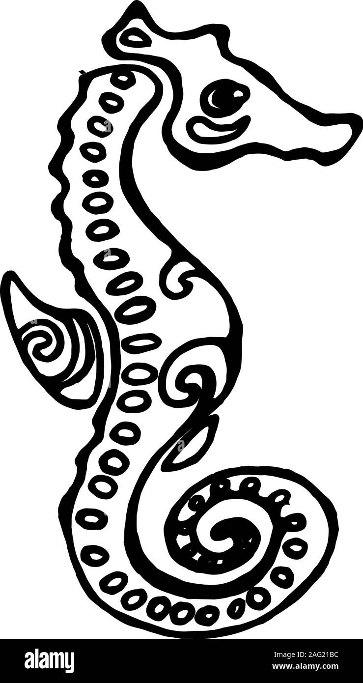 Illustrazione di un animale del mare. Sea Horse. Foto Stock