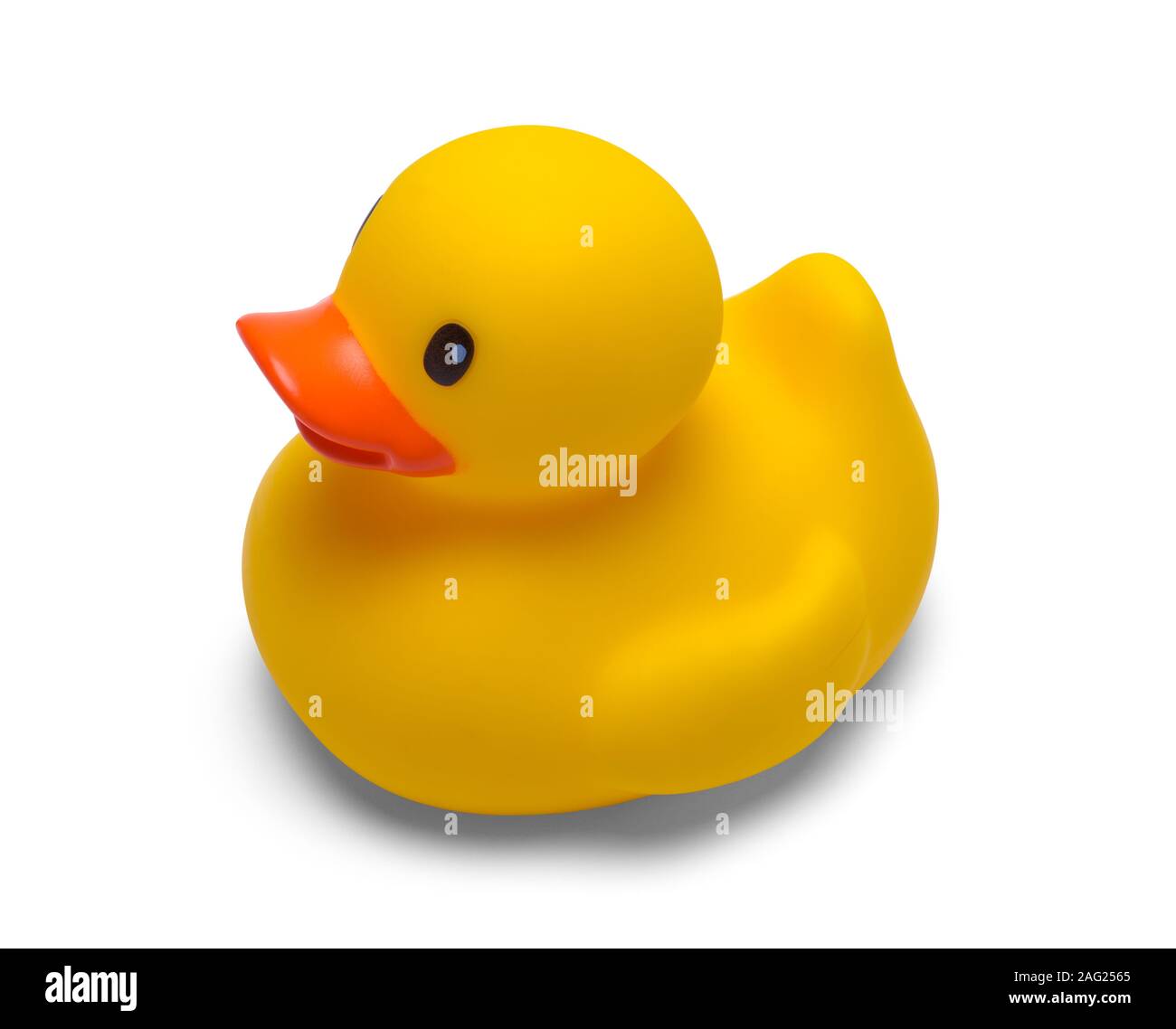 Toy Rubber Duck isolati su sfondo bianco. Foto Stock