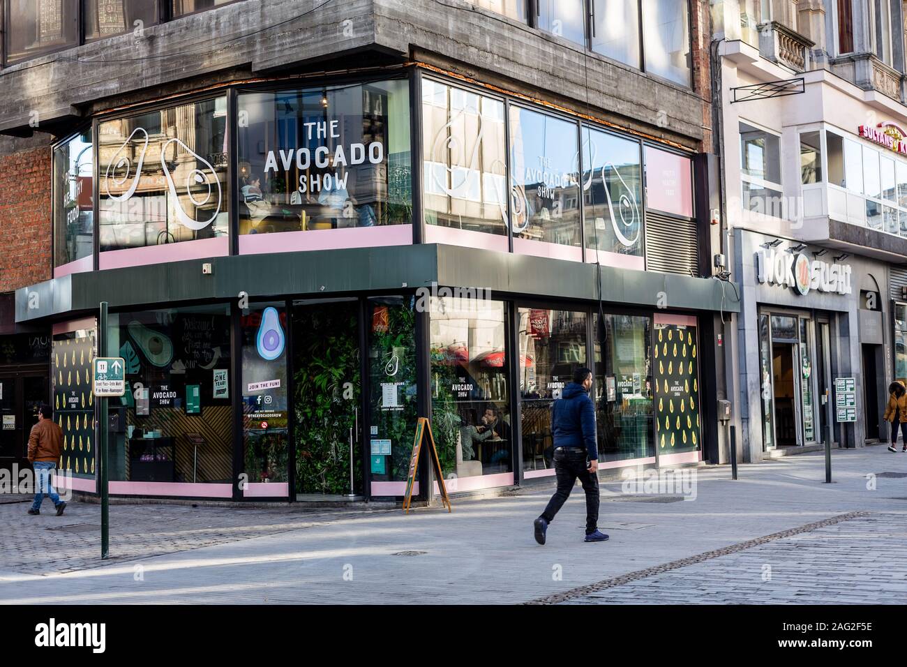 La mostra di avocado restaurant, Bruxelles, Belgio Foto Stock