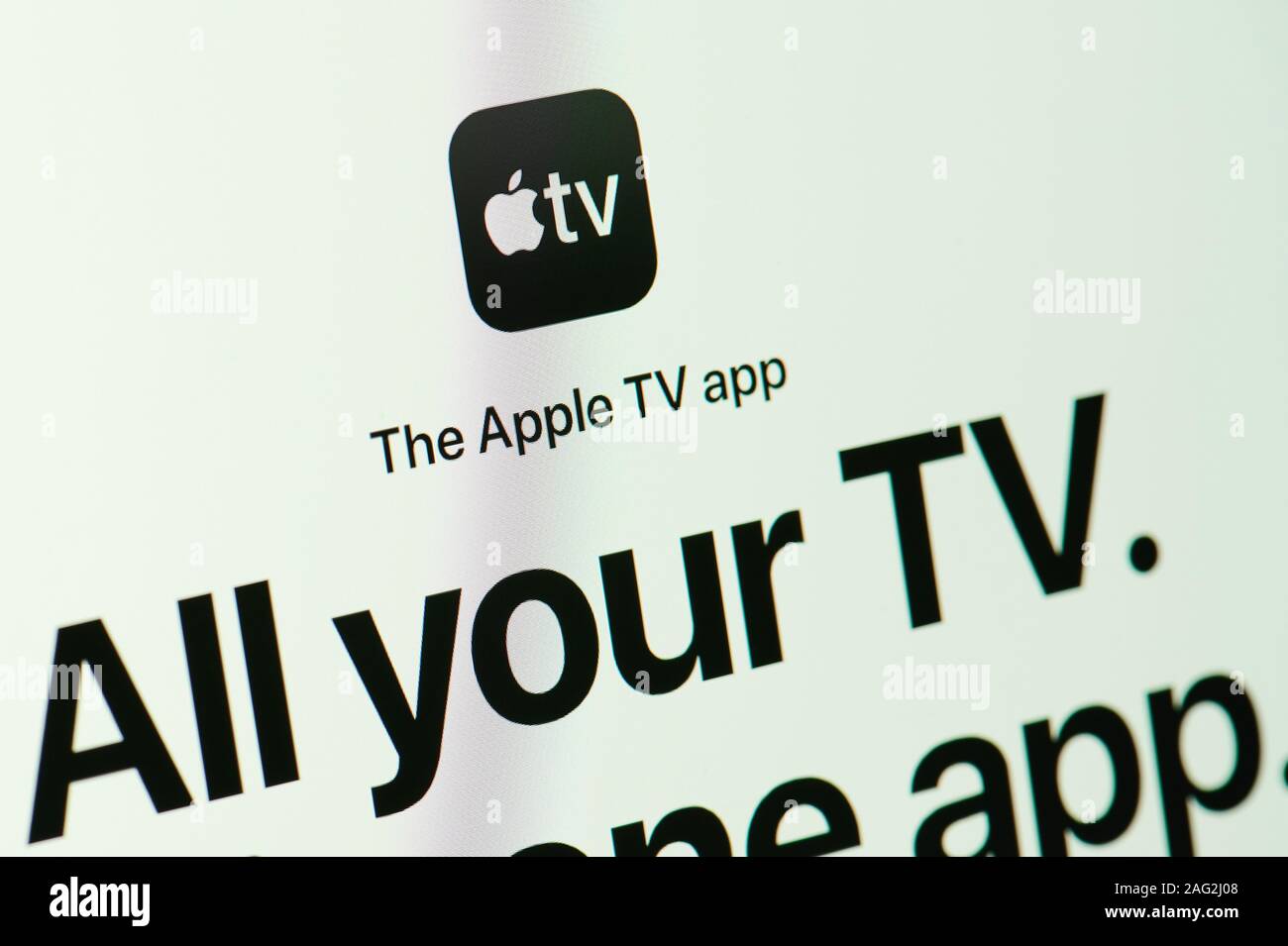New york, Stati Uniti d'America - 17 dicembre 2019:Apple tv servizio app su uno schermo del notebook Vista ravvicinata Foto Stock