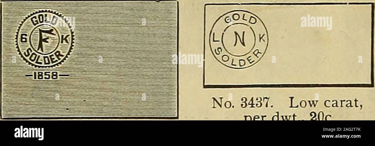 . Xx secolo catalogo delle forniture per orologiai, gioiellerie e parentado mestieri. No. 3432. 6 carat, per dwt,, 3()c n. 3437. Bassa carat,per dwt., 20c Foto Stock
