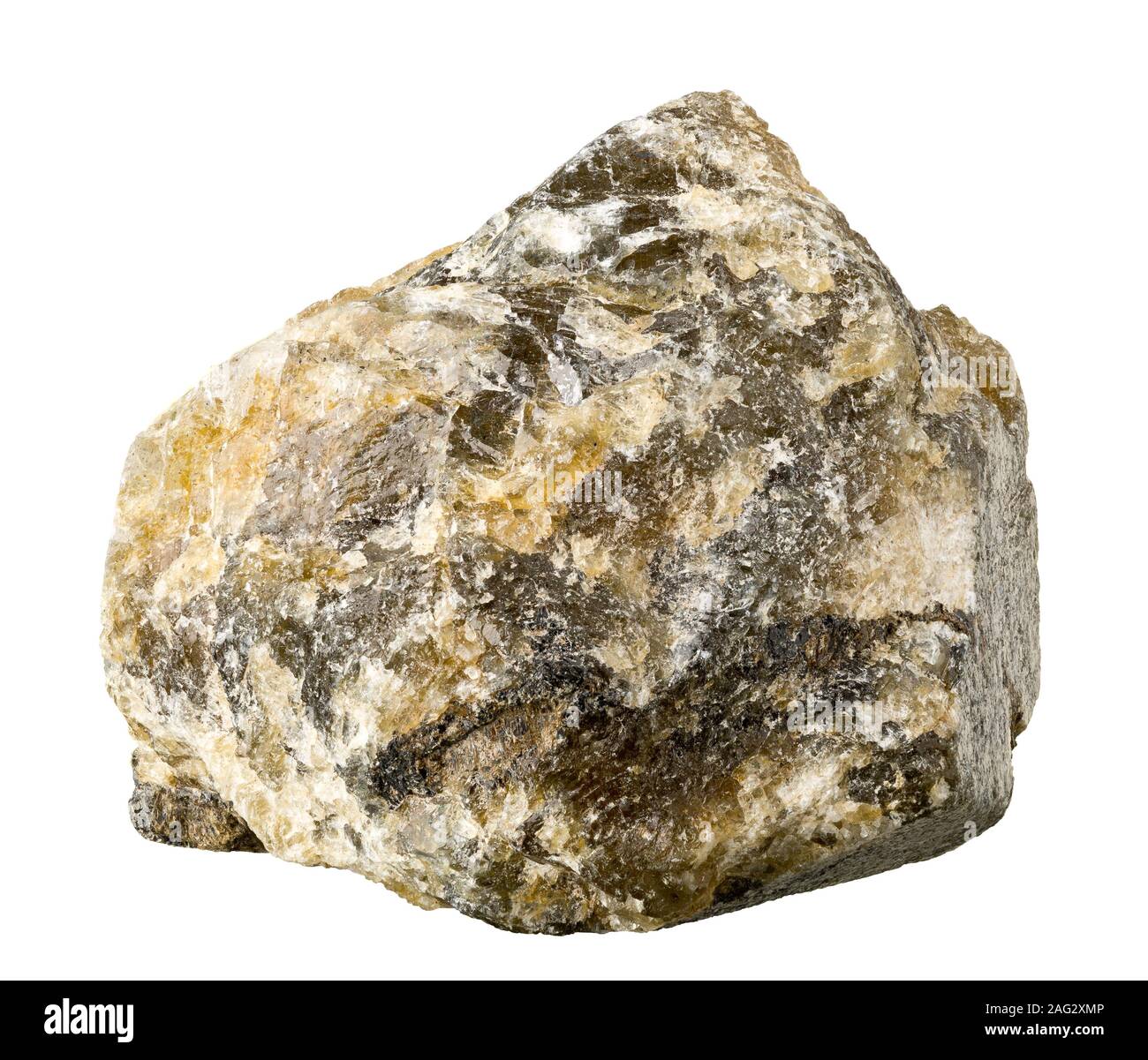 Raw, intonso labradorite pietra minerale da Madagascar isolati su sfondo bianco Foto Stock