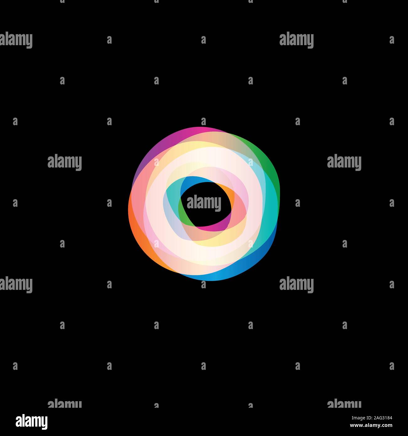 Ruotare il logo colorato. Lettera O. Media vettore isolato logo. Abstract logo collection. Logotipo lucido. Uragano, tornado illustrazioni grafiche. Cerchio Illustrazione Vettoriale