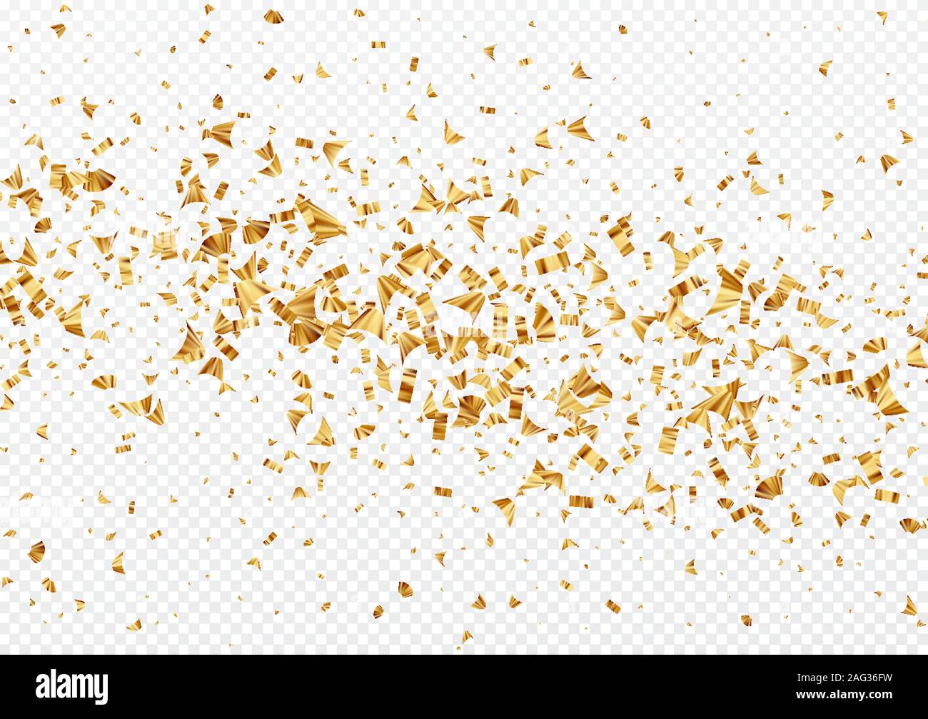Di lamina di oro coriandoli isolate su un trasparente sfondo bianco. Sfondo di festa. Illustrazione Vettoriale Illustrazione Vettoriale