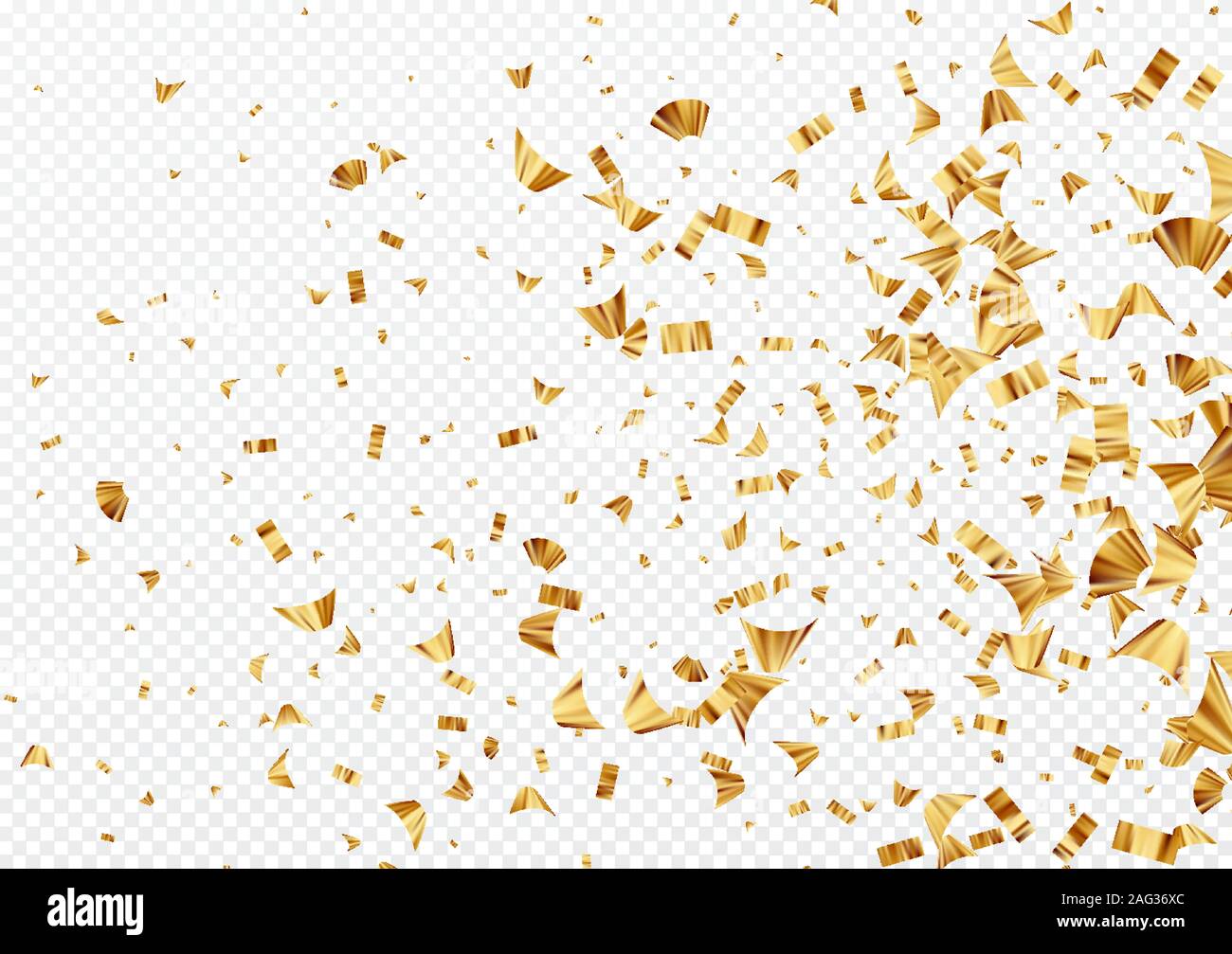 Di lamina di oro coriandoli isolate su un trasparente sfondo bianco. Sfondo di festa. Illustrazione Vettoriale Illustrazione Vettoriale