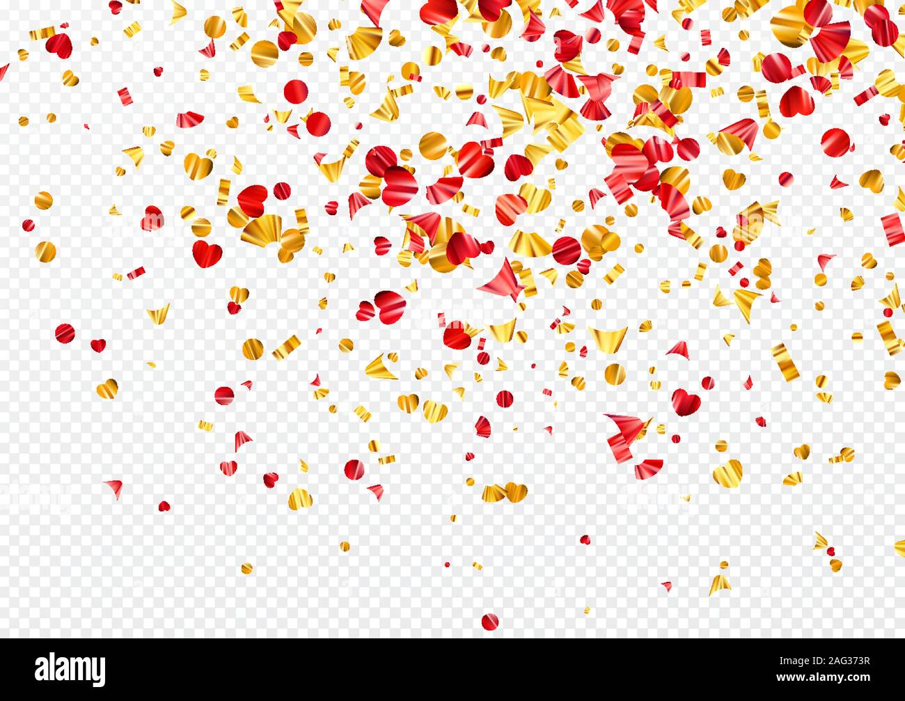 Oro e rosso foil coriandoli isolate su un trasparente sfondo bianco. Sfondo di festa. Illustrazione Vettoriale Illustrazione Vettoriale